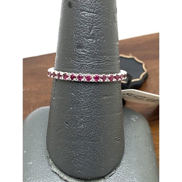Suzy Levian Eternity Ring 14k White Gold Ruby 2mm Wedding Band Women's S… - Picture 7 of 14